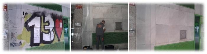Limpieza de graffiti en mármol + Protección