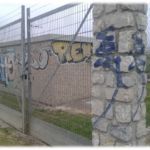Limpieza de graffitis en piedra - antes