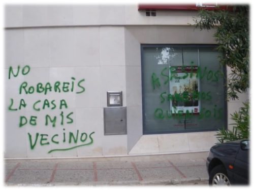 Limpieza de graffitis en mármol y cristal - antes