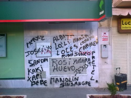 Limpieza de graffiti en mármol -antes